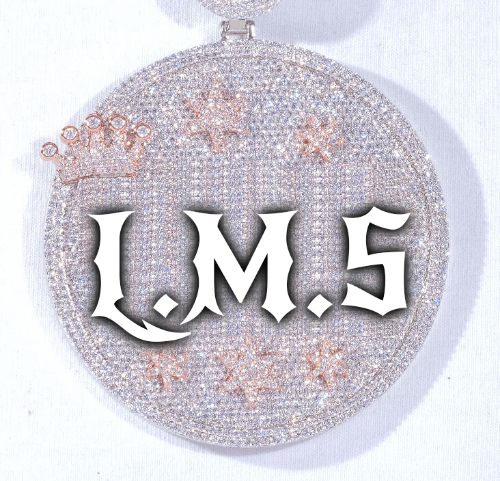 CUSTOM LETTER NECKLACE 3D BIG CROWN DISC