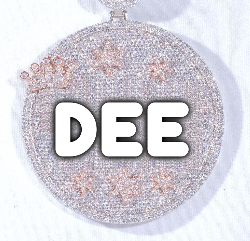 CUSTOM LETTER NECKLACE 3D BIG CROWN DISC