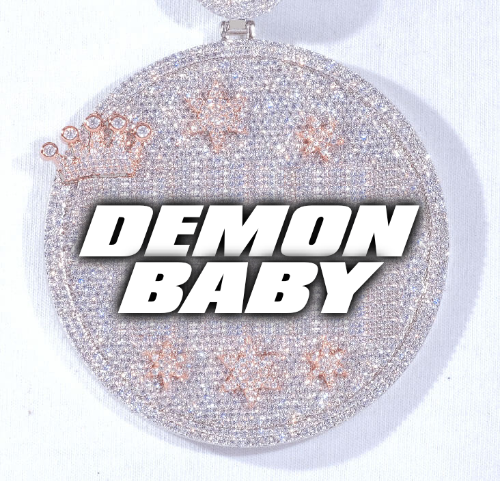 CUSTOM LETTER NECKLACE 3D BIG CROWN DISC