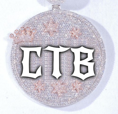 CUSTOM LETTER NECKLACE 3D BIG CROWN DISC
