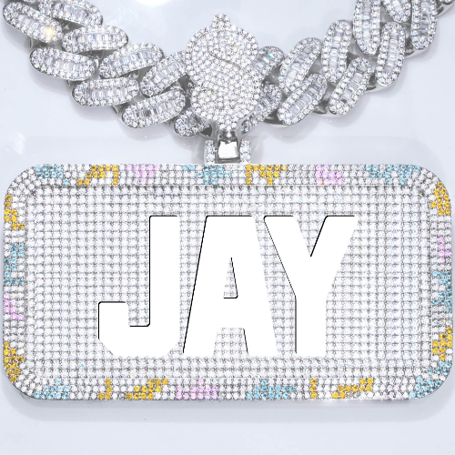 CUSTOM LETTER NECKLACE 3D COLORFUL SQUARE
