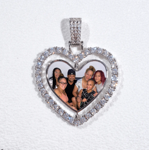 3D Spinning 2-Faced Heart Custom Picture Pendant