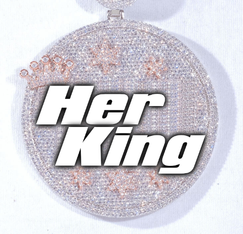 CUSTOM LETTER NECKLACE 3D BIG CROWN DISC