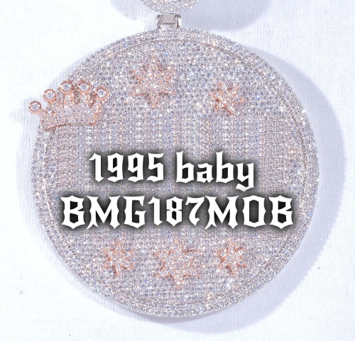 CUSTOM LETTER NECKLACE 3D BIG CROWN DISC