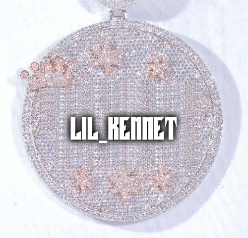 CUSTOM LETTER NECKLACE 3D BIG CROWN DISC