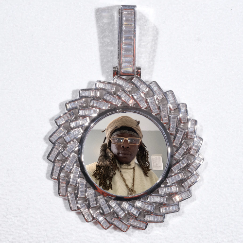 Large 3D Baguette Custom Picture Pendant