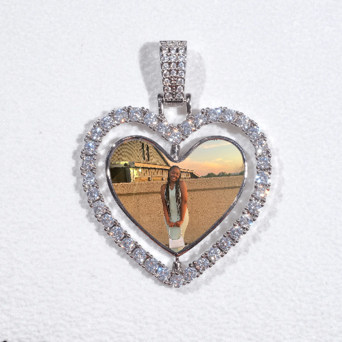 3D Spinning 2-Faced Heart Custom Picture Pendant