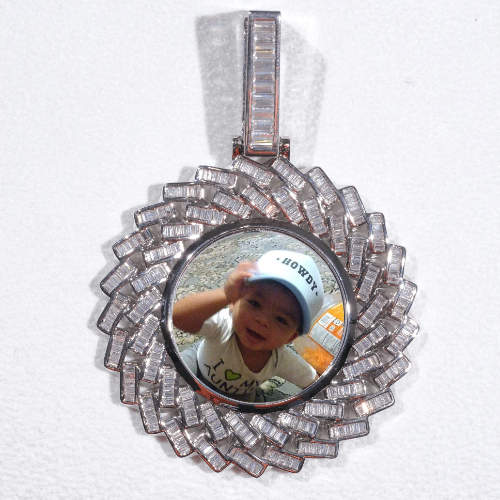 Large 3D Baguette Custom Picture Pendant