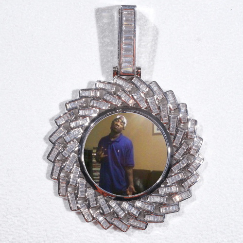 Large 3D Baguette Custom Picture Pendant