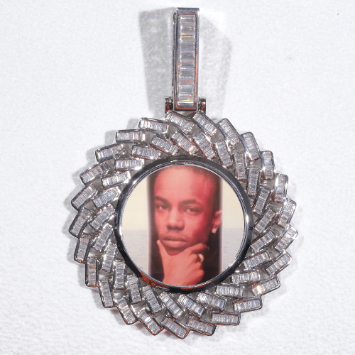 Large 3D Baguette Custom Picture Pendant