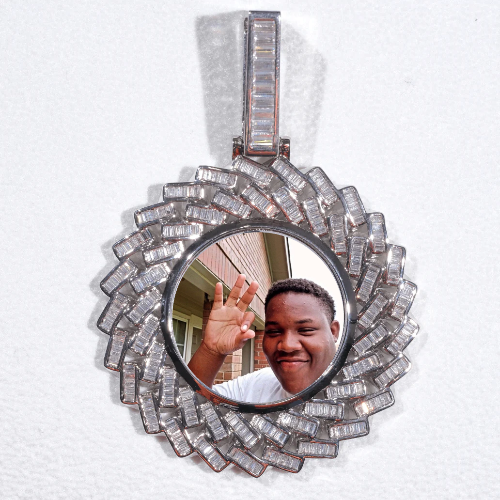 Large 3D Baguette Custom Picture Pendant