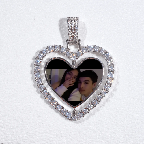 3D Spinning 2-Faced Heart Custom Picture Pendant