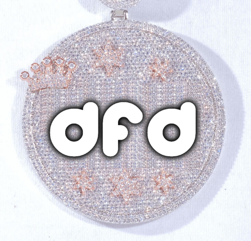 CUSTOM LETTER NECKLACE 3D BIG CROWN DISC