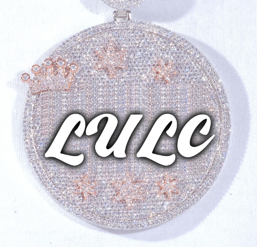CUSTOM LETTER NECKLACE 3D BIG CROWN DISC