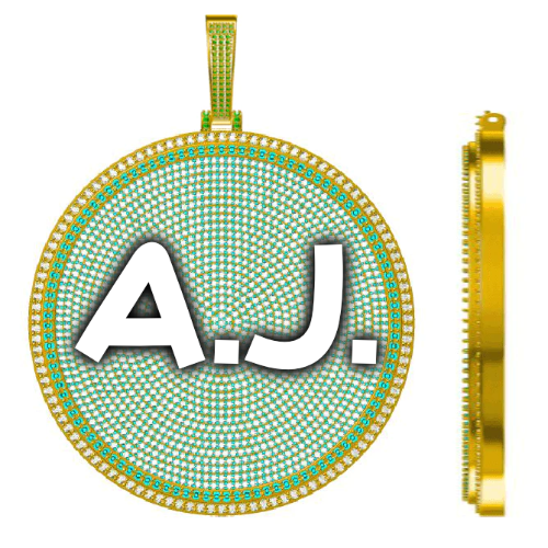 CUSTOM LETTER NECKLACE 3D BIG DISC