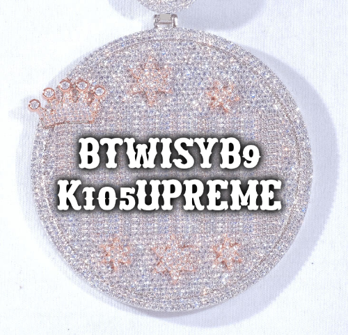 CUSTOM LETTER NECKLACE 3D BIG CROWN DISC