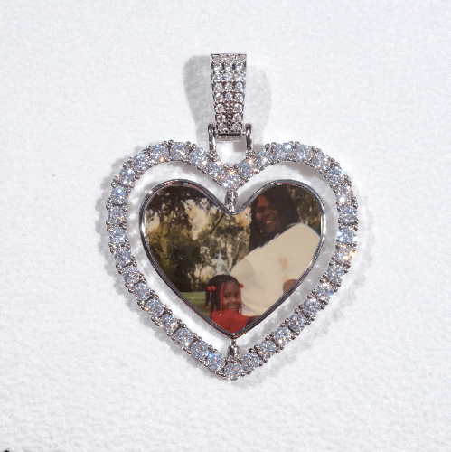 3D Spinning 2-Faced Heart Custom Picture Pendant