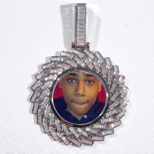 Large 3D Baguette Custom Picture Pendant