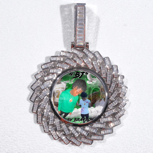 Large 3D Baguette Custom Picture Pendant