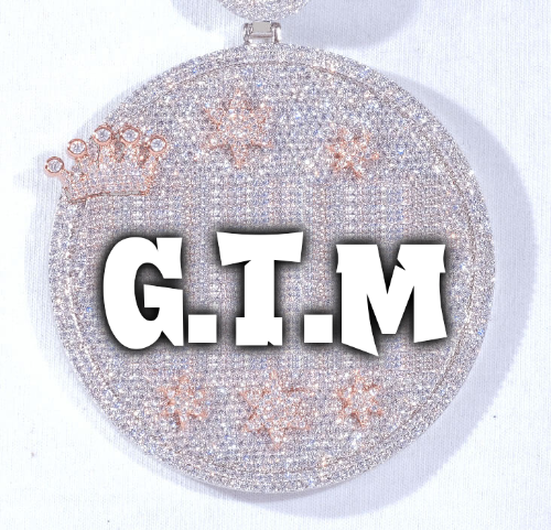 CUSTOM LETTER NECKLACE 3D BIG CROWN DISC