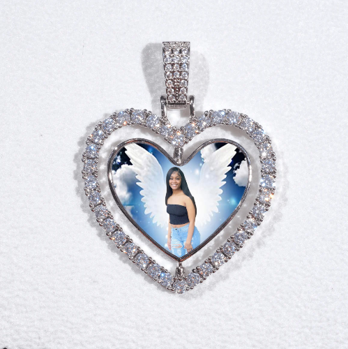 3D Spinning 2-Faced Heart Custom Picture Pendant