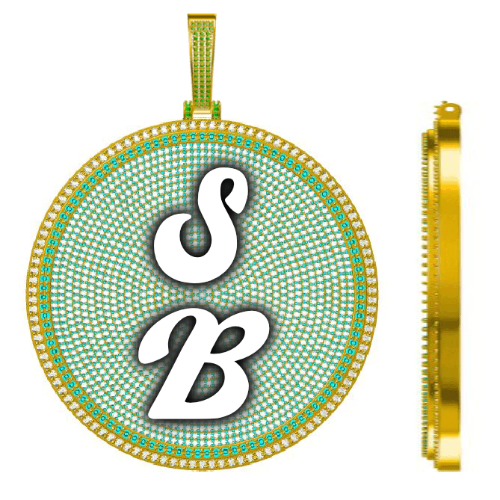 CUSTOM LETTER NECKLACE 3D BIG DISC