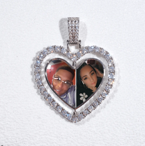 3D Spinning 2-Faced Heart Custom Picture Pendant