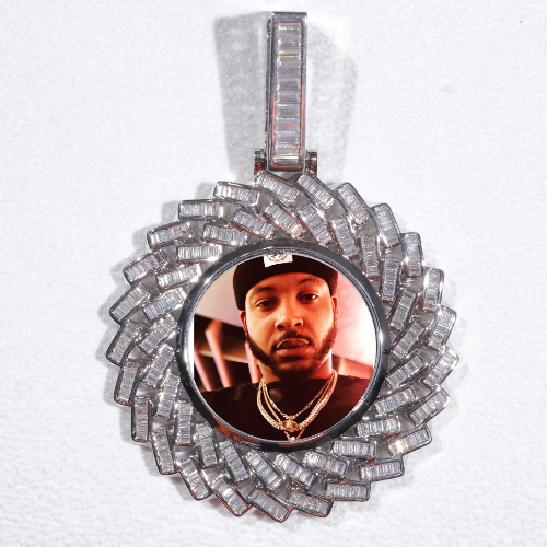 Large 3D Baguette Custom Picture Pendant