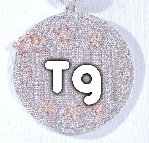 CUSTOM LETTER NECKLACE 3D BIG CROWN DISC