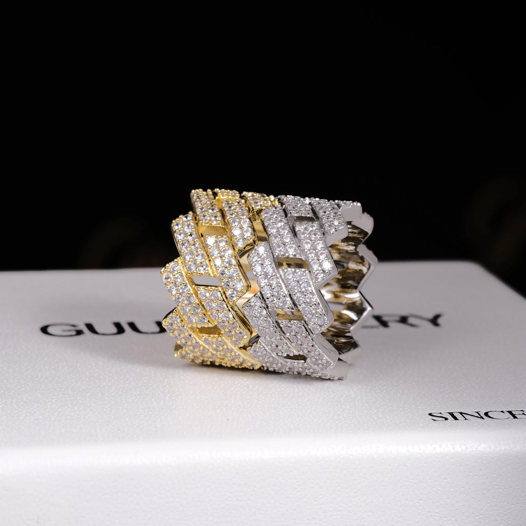 14MM Iced Prong Cuban Ring - The GUU Shop