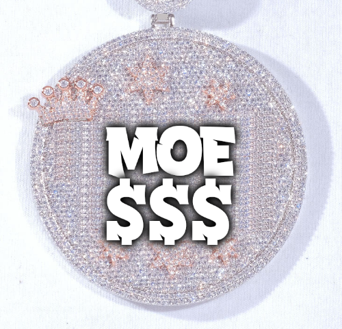 CUSTOM LETTER NECKLACE 3D BIG CROWN DISC