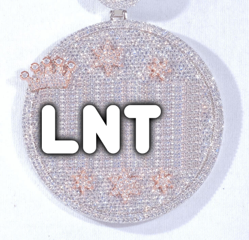 CUSTOM LETTER NECKLACE 3D BIG CROWN DISC
