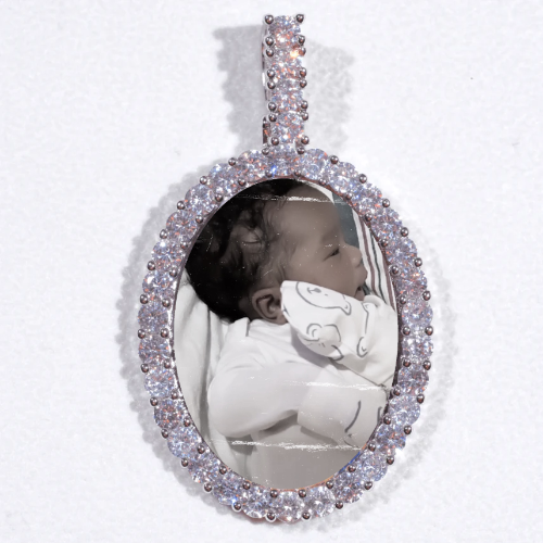 Large 3D Oval Custom Picture Pendant