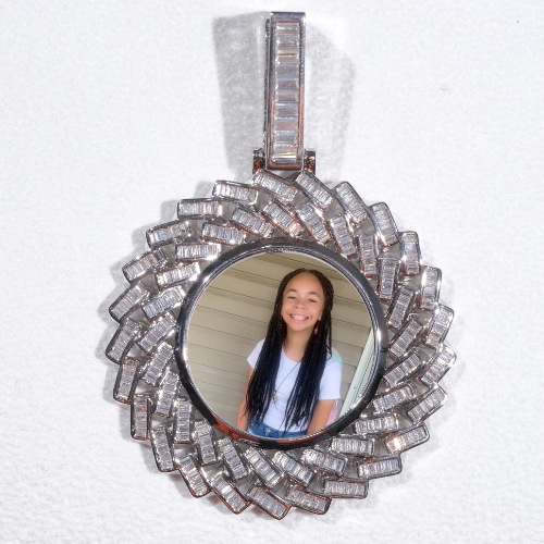 Large 3D Baguette Custom Picture Pendant