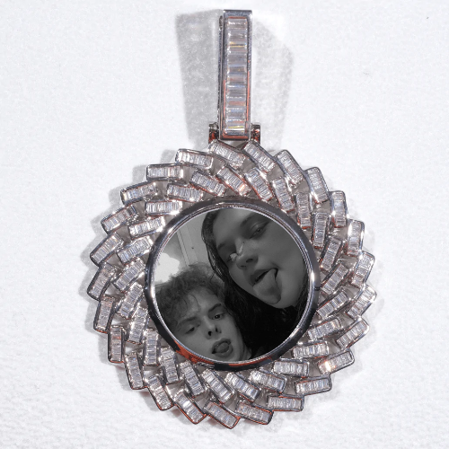Large 3D Baguette Custom Picture Pendant