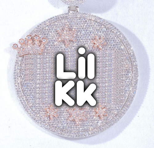 CUSTOM LETTER NECKLACE 3D BIG CROWN DISC