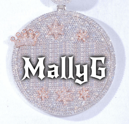CUSTOM LETTER NECKLACE 3D BIG CROWN DISC