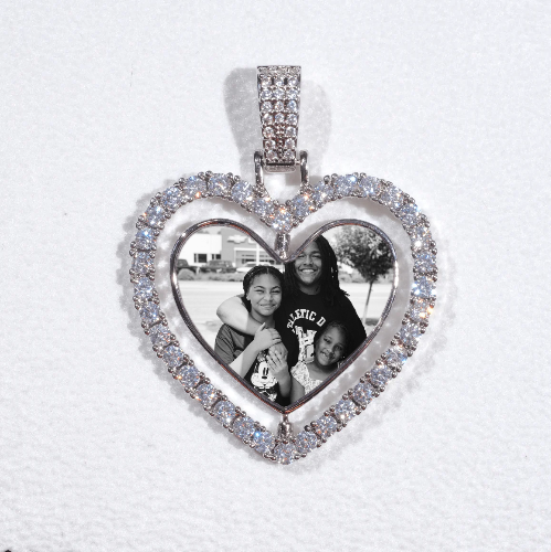 3D Spinning 2-Faced Heart Custom Picture Pendant
