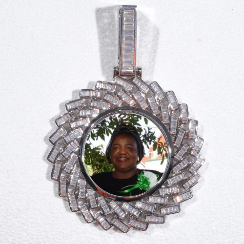 Large 3D Baguette Custom Picture Pendant