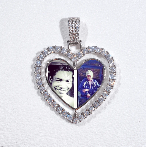 3D Spinning 2-Faced Heart Custom Picture Pendant