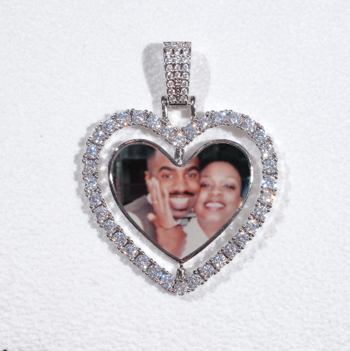 3D Spinning 2-Faced Heart Custom Picture Pendant