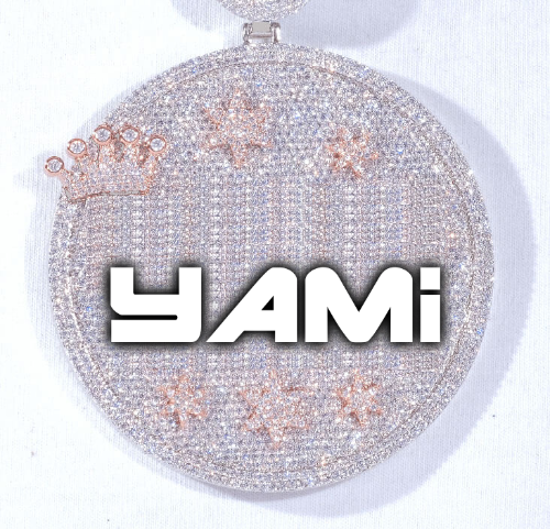 CUSTOM LETTER NECKLACE 3D BIG CROWN DISC