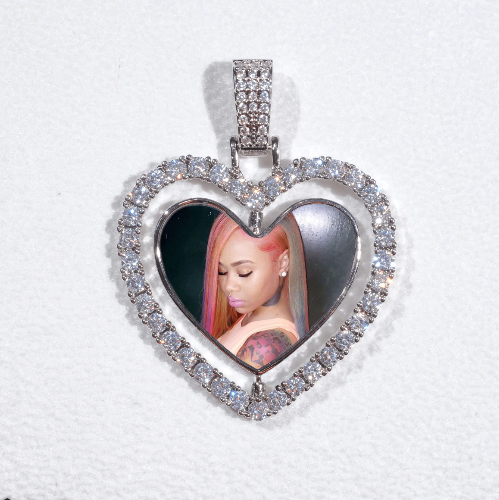 3D Spinning 2-Faced Heart Custom Picture Pendant