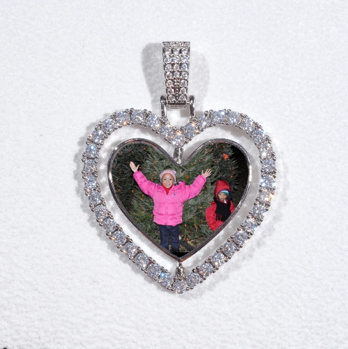 3D Spinning 2-Faced Heart Custom Picture Pendant