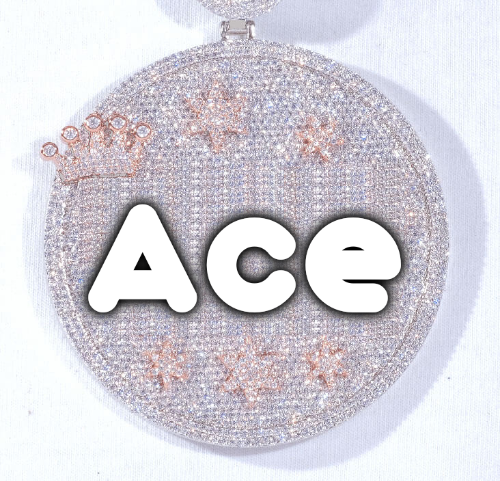 CUSTOM LETTER NECKLACE 3D BIG CROWN DISC