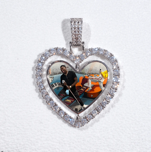 3D Spinning 2-Faced Heart Custom Picture Pendant