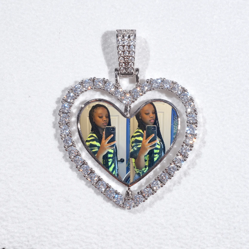 3D Spinning 2-Faced Heart Custom Picture Pendant