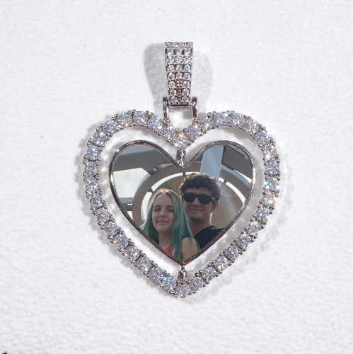 3D Spinning 2-Faced Heart Custom Picture Pendant