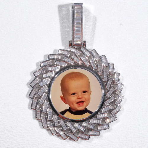 Large 3D Baguette Custom Picture Pendant
