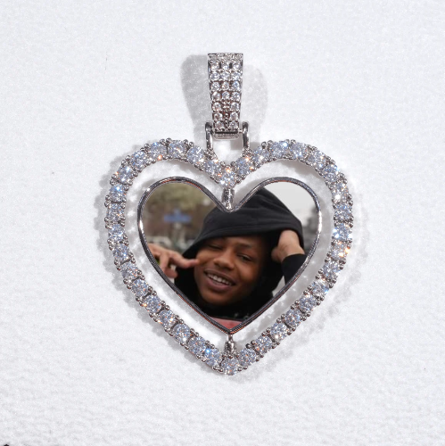 3D Spinning 2-Faced Heart Custom Picture Pendant